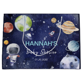 宇宙飛行士ボーイベビーシャワーパーティー ラージペーパーバッグ