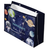 宇宙飛行士ボーイベビーシャワーパーティー ラージペーパーバッグ (正面アングル)