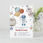 宇宙飛行士ボーイベビーシャワーパーティー 招待状 (スタンド正面)