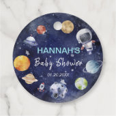 宇宙飛行士ボーイベビーシャワーメッセージカード フェイバータグ (裏面)