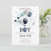 宇宙飛行士ボーイベビーシャワー招待状 招待状 (スタンド正面)