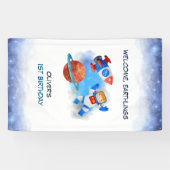 宇宙飛行士ボーイベビーファースト誕生日 横断幕 (横)