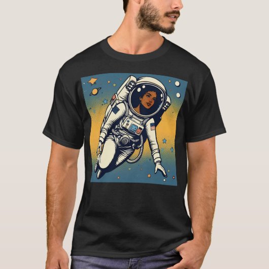 宇宙飛行士ポップ・アートのアートスタイル Tシャツ (正面)