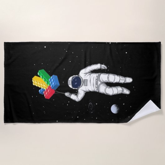 宇宙飛行士マスタービルダー、建物ブロック ビーチタオル (正面)