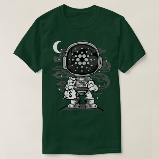 宇宙飛行士マネーカルダノADAコイン暗号トークンHODL Tシャツ (デザイン正面)