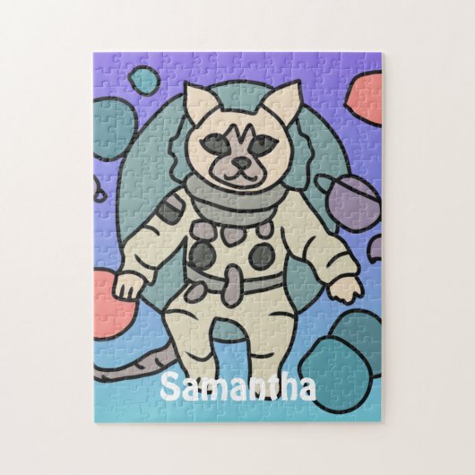 宇宙飛行士ミニマリスト猫 | 面白くてかわいい ジグソーパズル (縦)