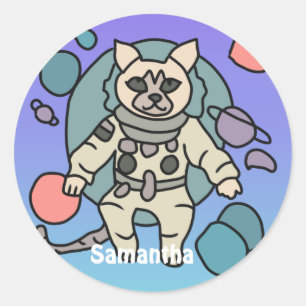 宇宙飛行士ミニマル宇宙   おもしろい&かわいい ラウンドシール