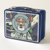 宇宙飛行士ミニマル犬の宇宙 | おもしろい&かわいい メタルランチボックス (裏面)