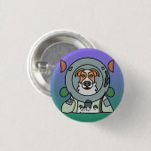 宇宙飛行士ミニマル犬の宇宙 | おもしろい&かわいい 缶バッジ (正面&裏面)