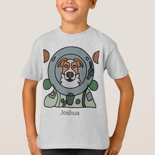 宇宙飛行士ミニマル犬の宇宙 | おもしろい&かわいい Tシャツ (正面)