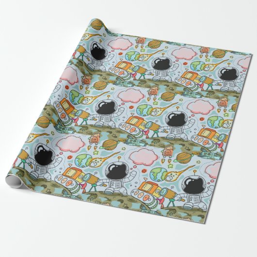 宇宙飛行士ムーンウォークバースデーパーティーテーマ ラッピングペーパー (アンロールド)