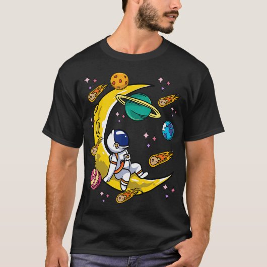 宇宙飛行士ムーンキッズボーイズガールズ宇宙惑星彗星 Tシャツ (正面)