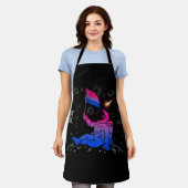 宇宙飛行士ムーンバイセクシャル国旗の宇宙LGBTQゲイプライド エプロン (着用した状態)