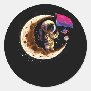 宇宙飛行士ムーンバイセクシャル国旗の宇宙LGBTQゲイプライド ラウンドシール