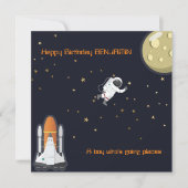 宇宙飛行士ムーンロケットキッズシステム太陽のおもしろいフラット カード (正面)