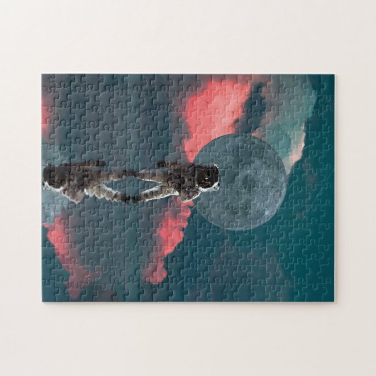 宇宙飛行士ムーン銀河系宇宙惑星抽象芸術アート ジグソーパズル (横)