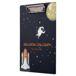 宇宙飛行士モノグラムムーンロケットキッズコズミックトレンディー クリップボード
