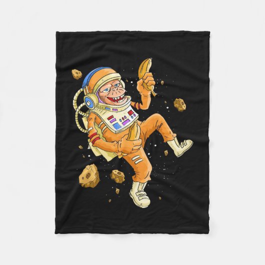 宇宙飛行士モンキー宇宙 フリースブランケット (正面)