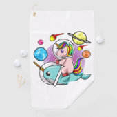 宇宙飛行士ユニコーン乗馬ナルファル宇宙宇宙 ゴルフタオル (インサイチュ)