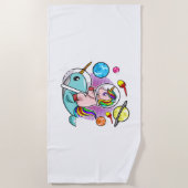 宇宙飛行士ユニコーン乗馬ナルファル宇宙宇宙 ビーチタオル (正面)