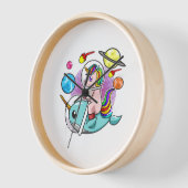 宇宙飛行士ユニコーン乗馬ナルファル宇宙宇宙 壁時計 (傾斜)