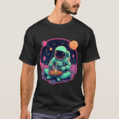 宇宙飛行士ラーメン - 楽しい宇宙グラフィック Tシャツ (正面)
