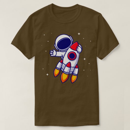 宇宙飛行士ロケットの漫画3 Tシャツ (デザイン正面)