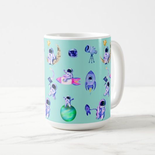 宇宙飛行士ロケット地球宇宙 コーヒーマグカップ (正面右)