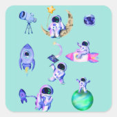 宇宙飛行士ロケット地球宇宙 スクエアシール (正面)