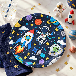 宇宙飛行士ロケット子供の誕生日パーティー ペーパープレート