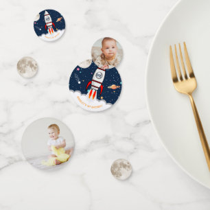 宇宙飛行士ロケット宇宙空間1回目の誕生日 コンフェッティ