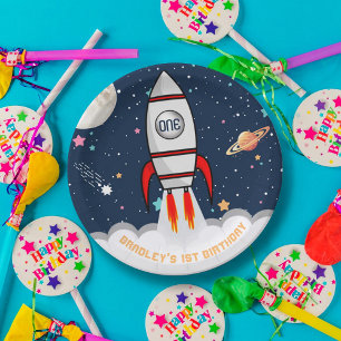 宇宙飛行士ロケット宇宙空間1回目の誕生日 ペーパープレート
