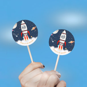 宇宙飛行士ロケット宇宙空間1回目の誕生日 ラウンドシール