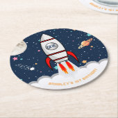 宇宙飛行士ロケット宇宙空間1回目の誕生日 ラウンドペーパーコースター (アングル)