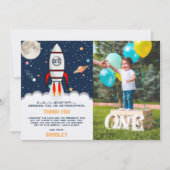 宇宙飛行士ロケット宇宙空間1stバースデーフォト サンキューカード (正面)