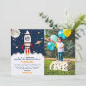 宇宙飛行士ロケット宇宙空間1stバースデーフォト サンキューカード (スタンド正面)