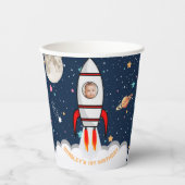 宇宙飛行士ロケット宇宙空間1stバースデーフォト 紙コップ (正面)