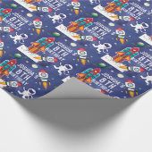 宇宙飛行士ロケット船パーソナライズされた誕生日贈り物 ラッピングペーパー (角)