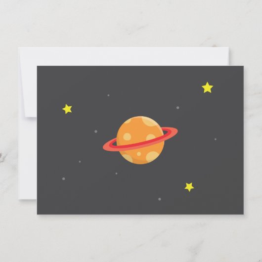 宇宙飛行士ロケット船宇宙子供の誕生日招待状 招待状 (裏面)