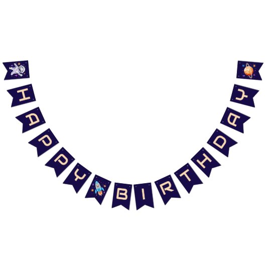 宇宙飛行士ロケット&プラネット誕生日 バンティングフラッグ (全)