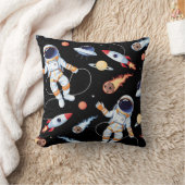 宇宙飛行士ロケット:ヴィンテージ宇宙シームレスパターン クッション (ブランケット)