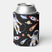 宇宙飛行士ロケット：ヴィンテージ宇宙シームレスパターン 缶クーラー (缶裏面)