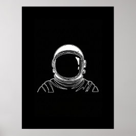 宇宙飛行士ワンラインアートプリント ポスター