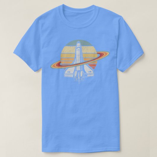 宇宙飛行士ヴィンテージ宇宙船レトロ宇宙ロケット Tシャツ (デザイン正面)