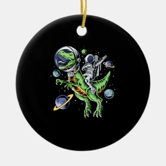 宇宙飛行士乗用Tレックス恐竜Tレックス宇宙 セラミックオーナメント (正面)