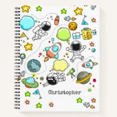 宇宙飛行士図解入りの、写真付きの宇宙ロケット筆跡 ノートブック (正面)