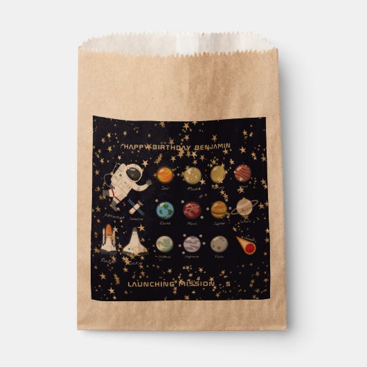 宇宙飛行士太陽の系モノグラム文字グリッタークール フェイバーバッグ (正面)
