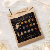 宇宙飛行士太陽の系モノグラム文字グリッタークール フェイバーバッグ (クリップ留めされた状態)