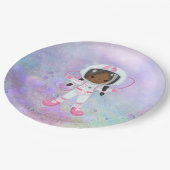 宇宙飛行士女子の宇宙空間 ペーパープレート (アングル)