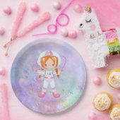 宇宙飛行士女子の宇宙空間 ペーパープレート (パーティー)